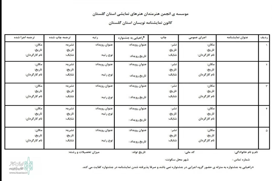 کانون نمایشنامه نویسان گلستان تشکیل می شود